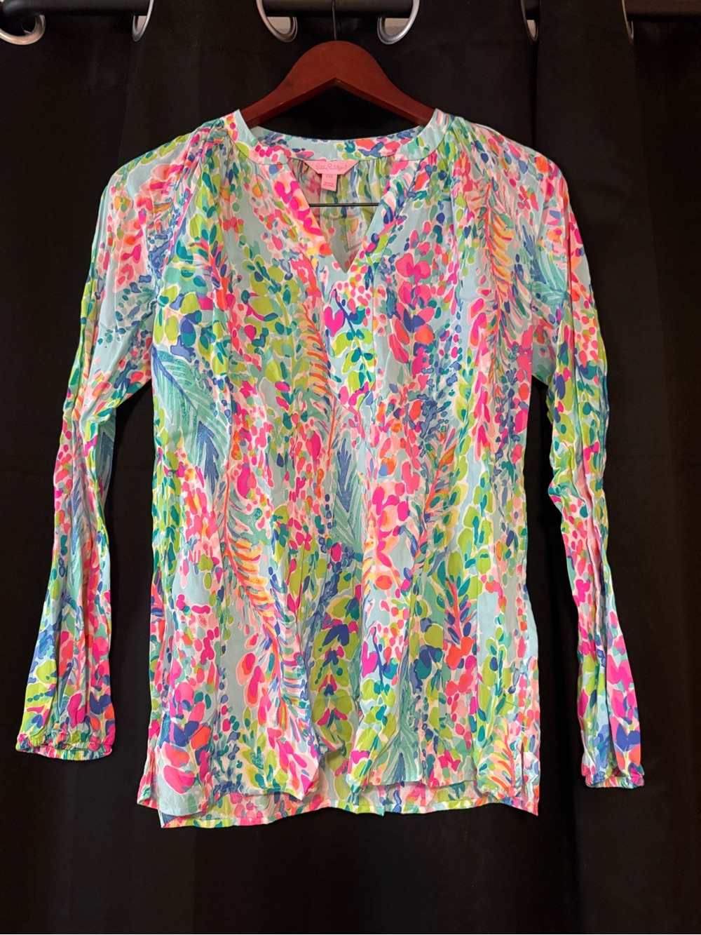 Lilly Pulitzer Pink & Green Floral Peasant Blouse